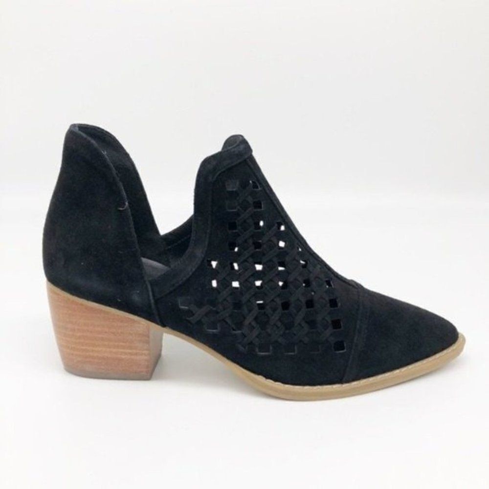 BP. Tate Black Suede Perforated Bootie